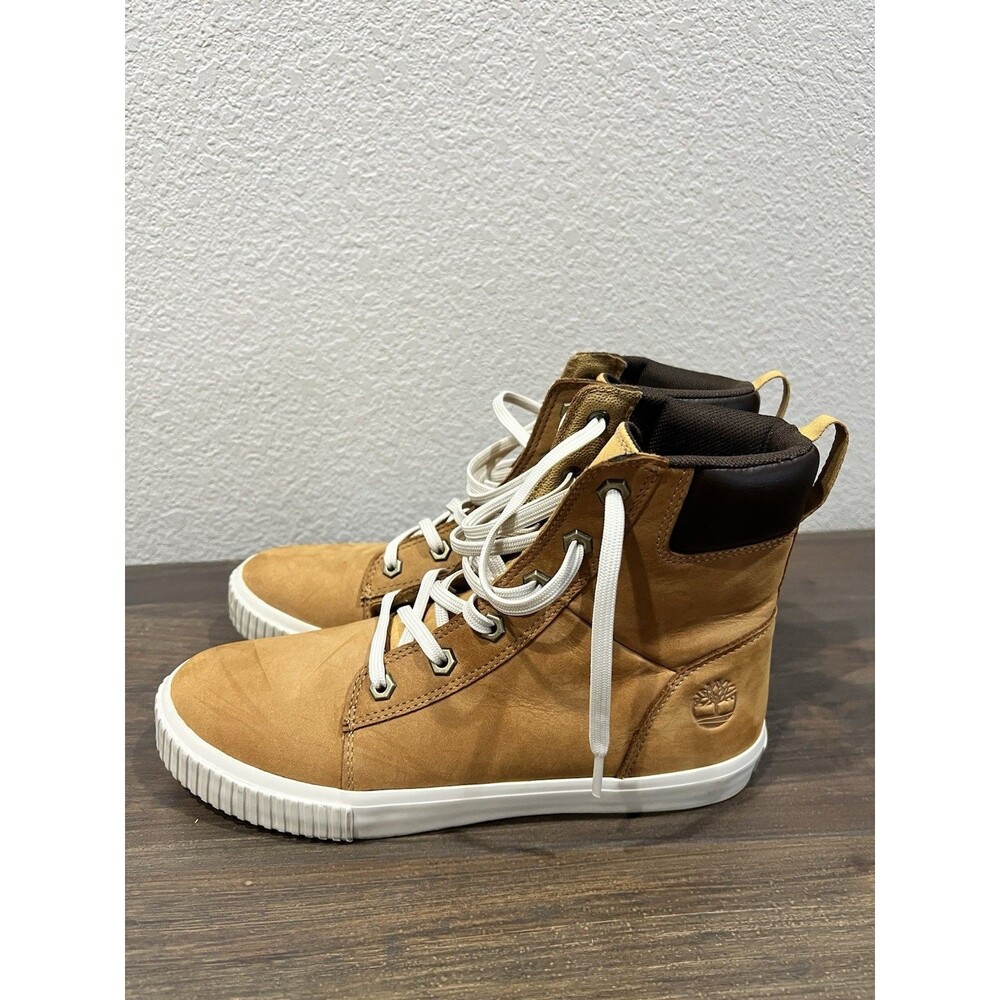 Timberland Shoes Womens Size 9 Wheat Tan Nubuck High Top Boots Lace Up A65118